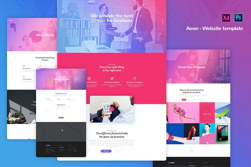 Corporate business template Adobe XD