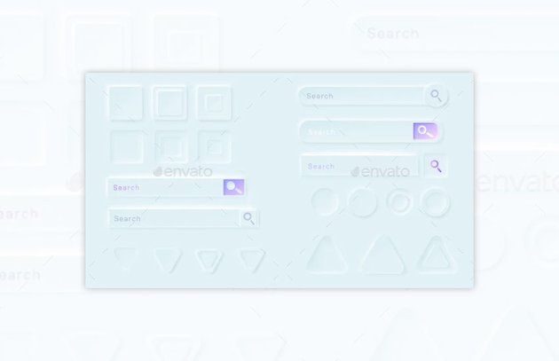 Neumorphic Buttons and Search Bars for Ui App