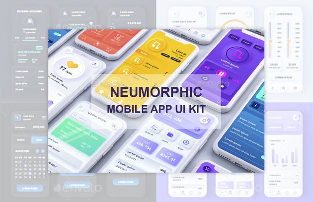Neumorphic Mobile App UI Kit