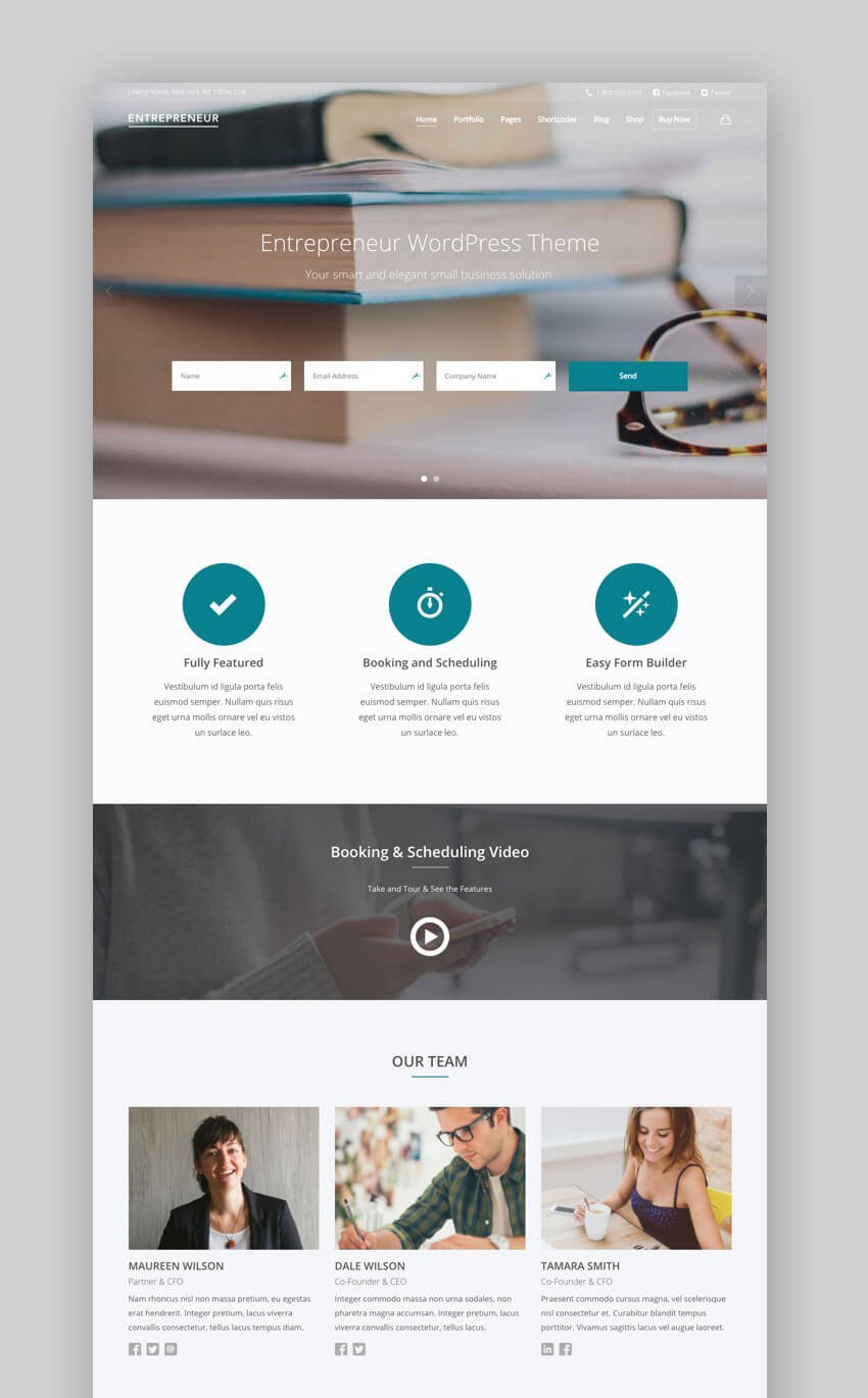 Entrepreneur - Booking Scheduling WordPress Theme for Small Business Websites