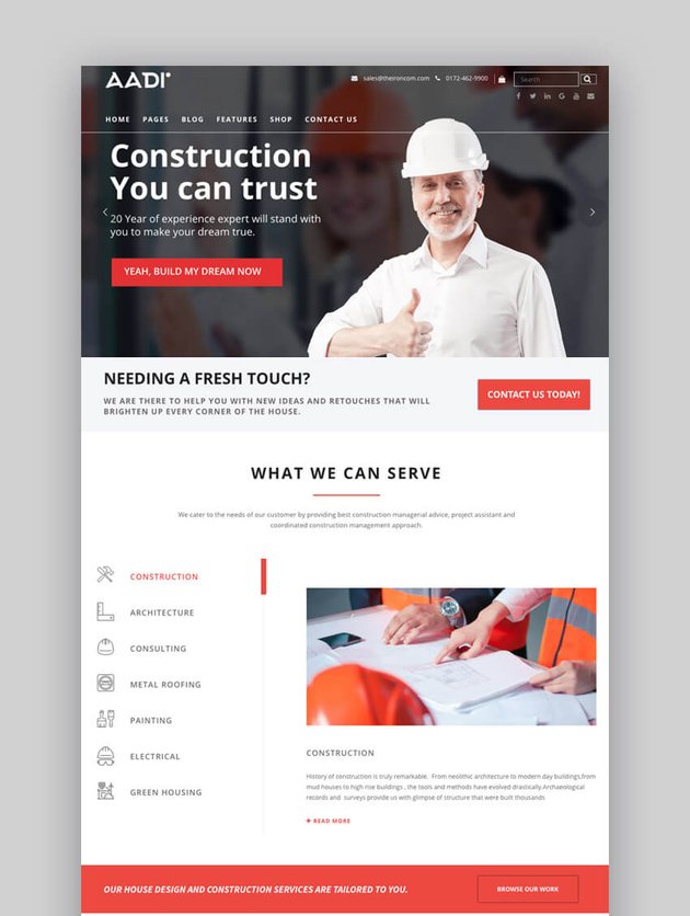 Aadi Construction WordPress theme