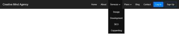Desktop menu with flexbox