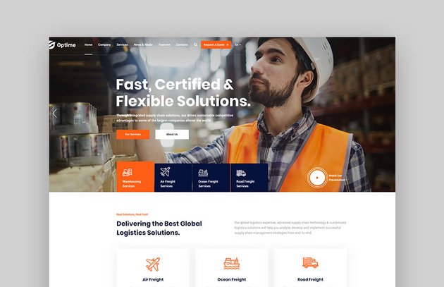 Optime - Logistics Transportation WordPress Theme