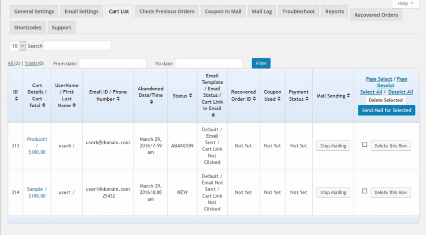 WooCommerce Recover Abandoned Cart