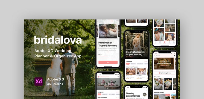 Bridalova - Adobe XD Wedding Planner & Organizer App