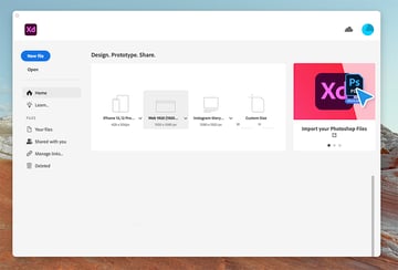 Open Adobe XD and create a new Web 1920 x 1080 px artboard. 