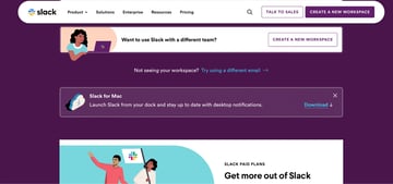 Slack landing page. Image by Slack.