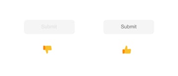 Poor color contrast vs proper color contrast for labels of disabled buttons. Image by Nick Babich.