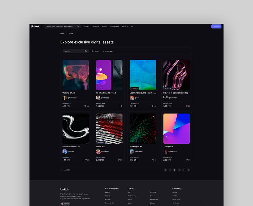 Unitok – NFT Marketplace Bootstrap HTML Template