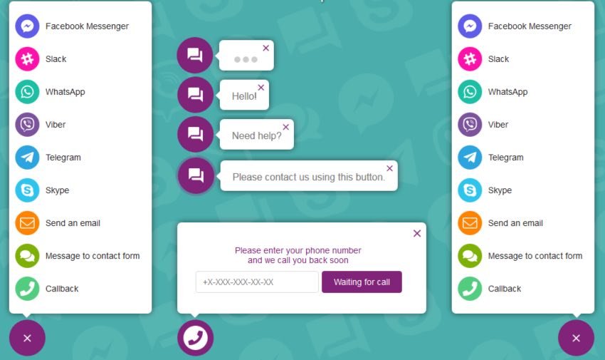 All in One Support Button + Callback Request. WhatsApp, Messenger, Telegram, LiveChat and more...