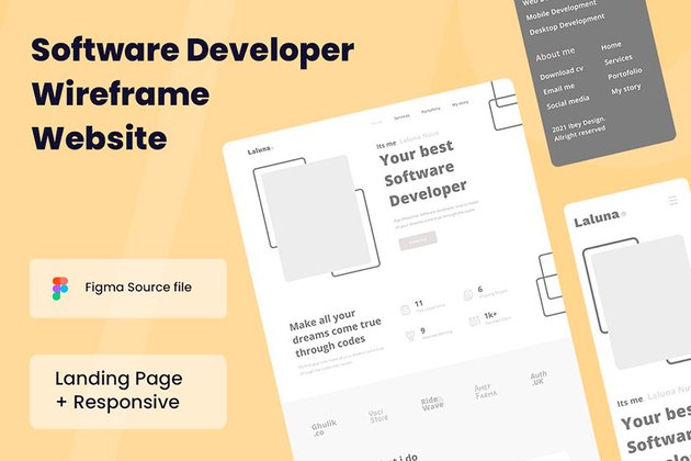 Software Developer Website Wireframe Template