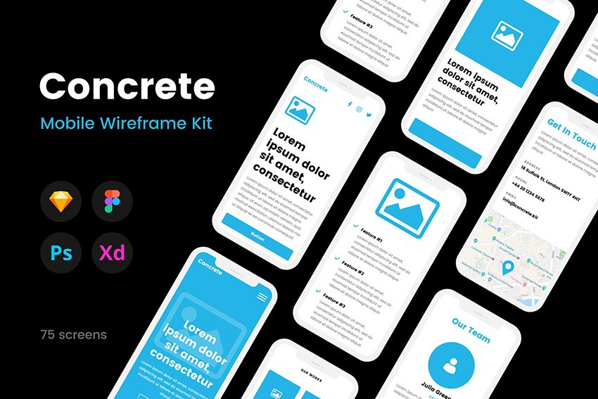 Concrete Sketch Wireframe Kit