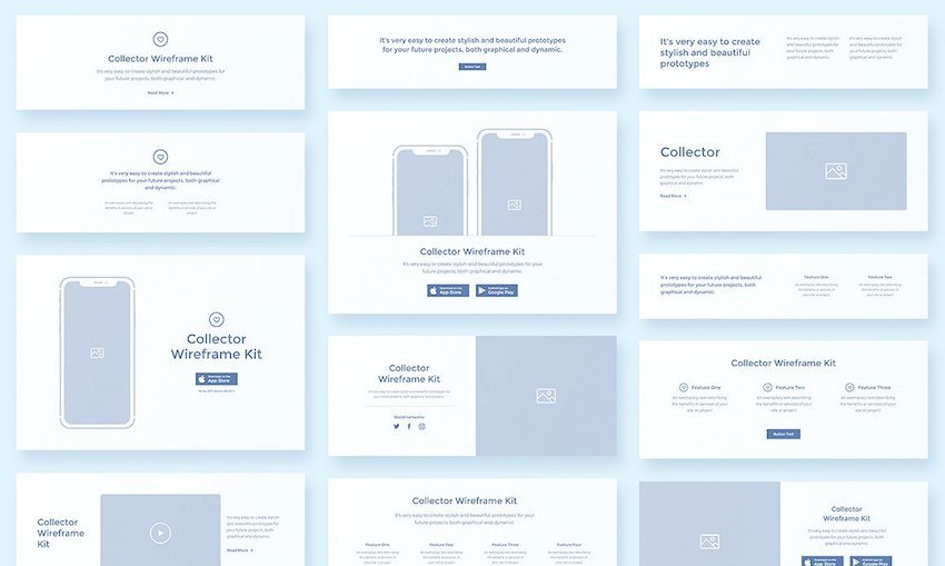 Collector Wireframe Web Kit