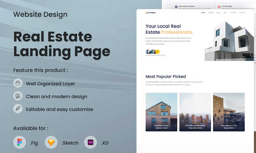 Real Estate Landing Page Design for Figma
