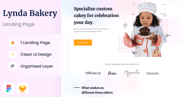 Lynda Bakery - Landing Page Design for Figma