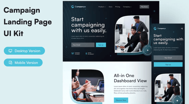 Campaign Landing Page UI Kit and Template