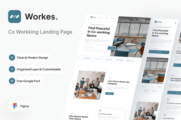 Workes - Landing Page Design Template for Figma
