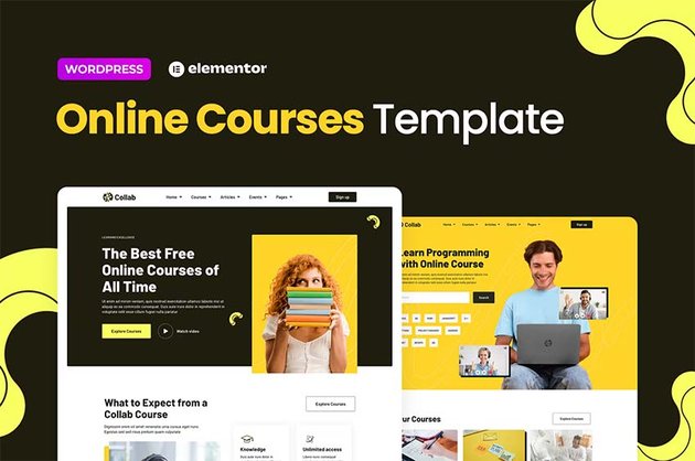 elementor templates online courses
