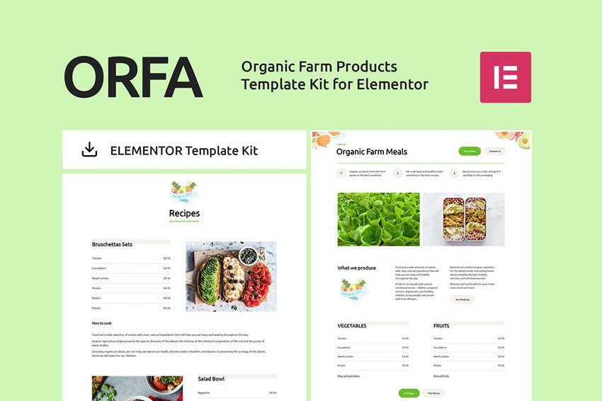 ORFA - Organic Farm Products Elementor Template Kit