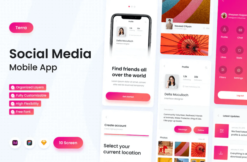 Terra - Social Media Figma Mobile App Template