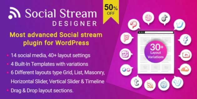 Social Stream Designer - Instagram Facebook Twitter Feed - Social media Feed Grid Gallery Plugin