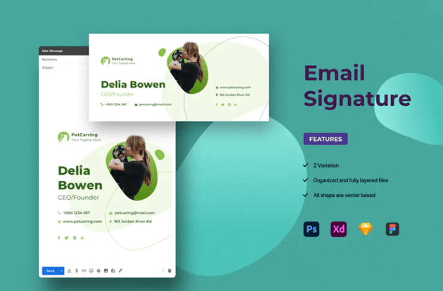 Pet Care Business Email Signature Figma Template