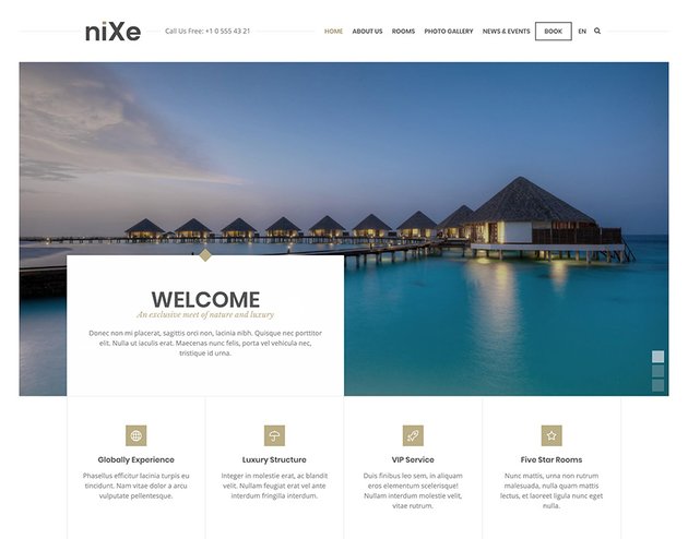 Nixe  Hotel Travel and Holiday WordPress Theme
