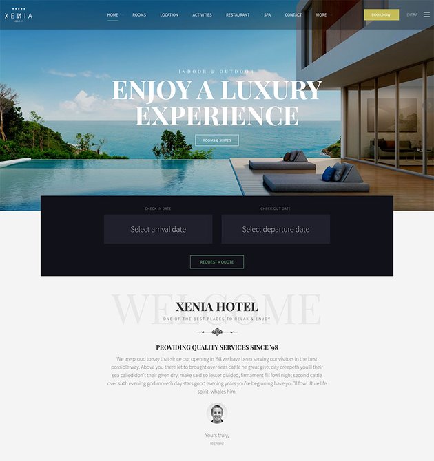 Hotel X - Resort  Booking WordPress Theme