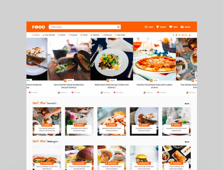 Tasty Food - Recipes  Food Blog WordPress Theme