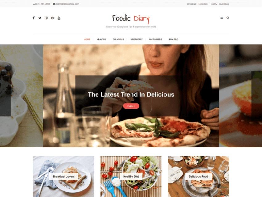 Foodie Diary WordPress Recipe Theme Free