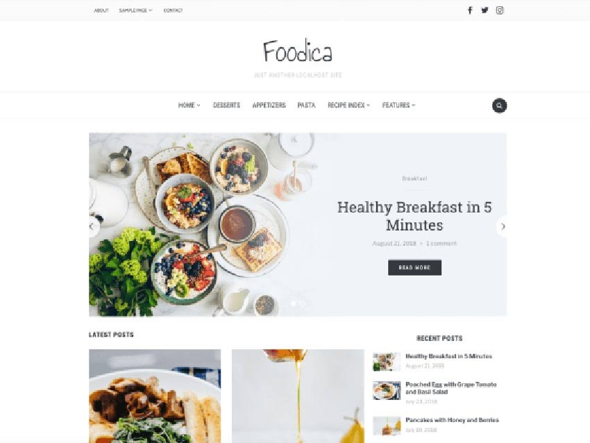 Foodica WordPress Recipe Theme Free