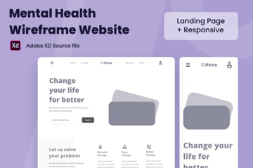Mental Health Wireframe Website - Adobe XD Wireframe UI Kit