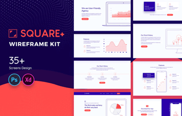 Square+ Web Wireframe Kit UI Template
