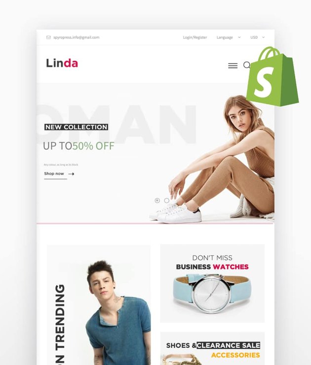 Linda - Multipurpose eCommerce Boutique Activewear Shopify Theme