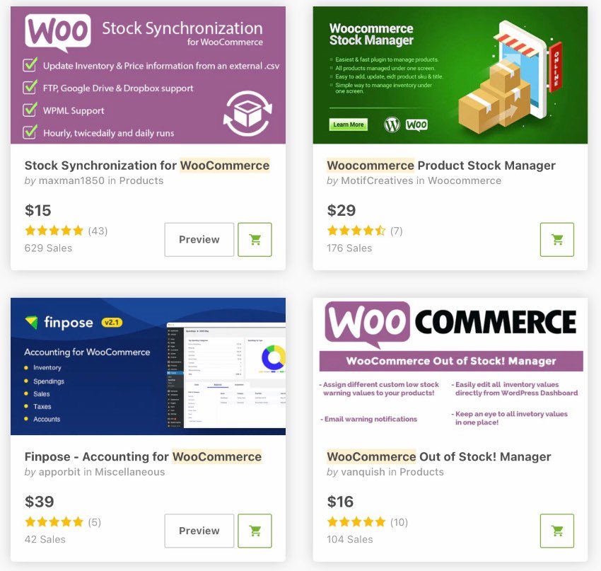 Bestselling Inventory Plugins for WooCommerce and WordPress on CodeCanyon