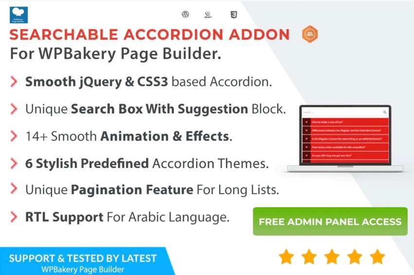 Ultimate Searchable Accordion - WPBakery Addon