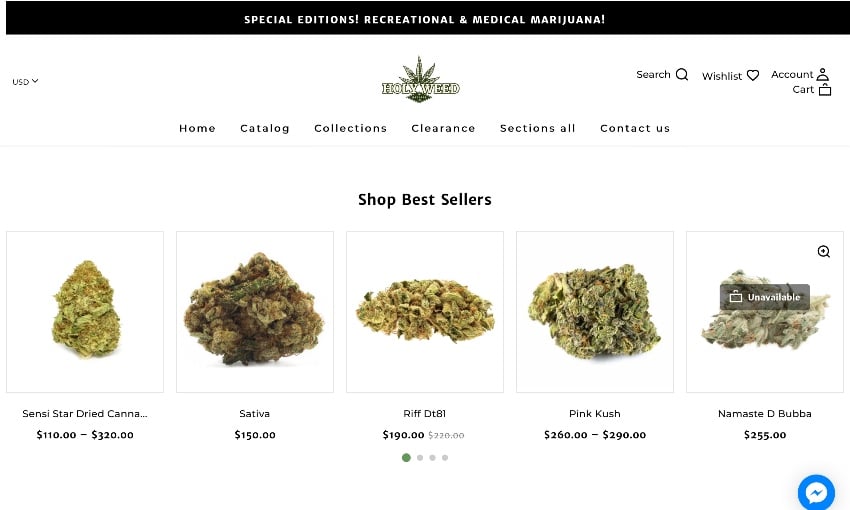 Holy Weed - Medical Marijuana Shopify Store Template for Cannabis Oil and Drug Shop