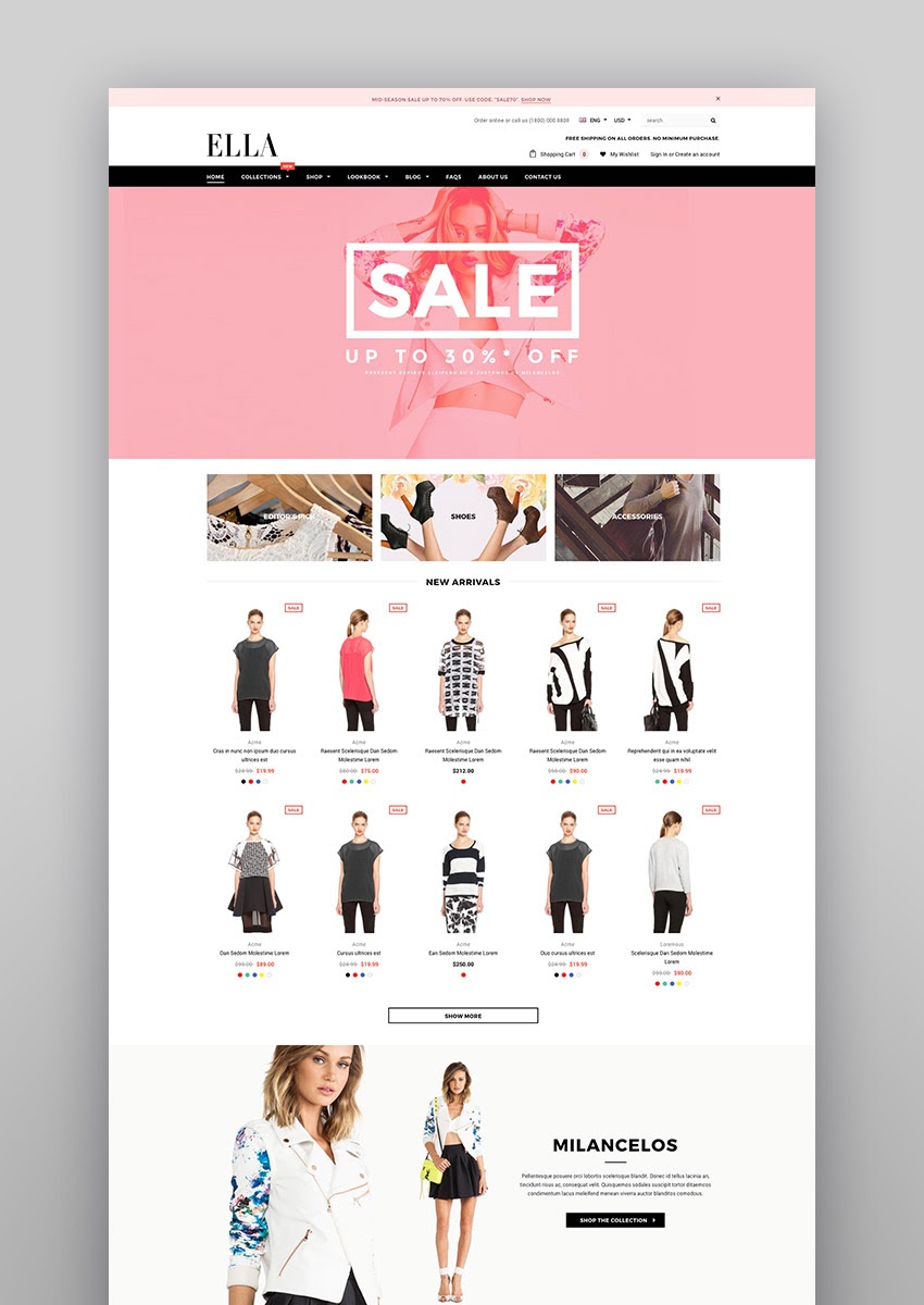 Ella Responsive Shopify Template Sections Ready