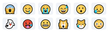 Emojis with dark outline, some examples